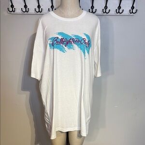 4. Bullfighters Only White Tee with Blue and Purple Graphic